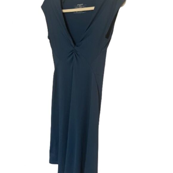 Patagonia Blue Sheath Midi Dress V-Neck Sleeveless - Picture 2 of 3